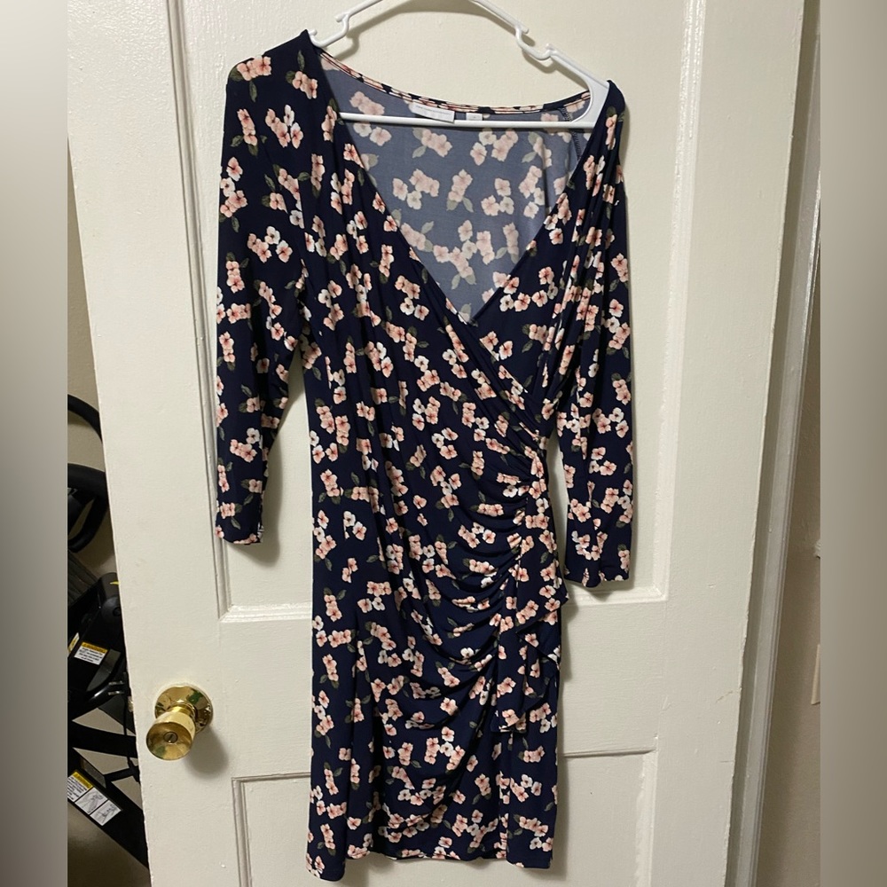 New York & Company Floral Print 3/4 Sleeve Dress - Size M